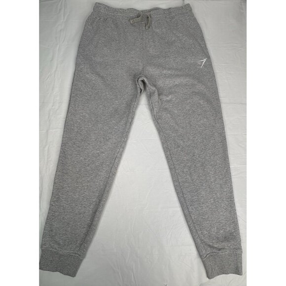 GymShark Crest Joggers Men's Size Large Sweatpants Gray Tapered Fit Drawstring - Picture 1 of 14